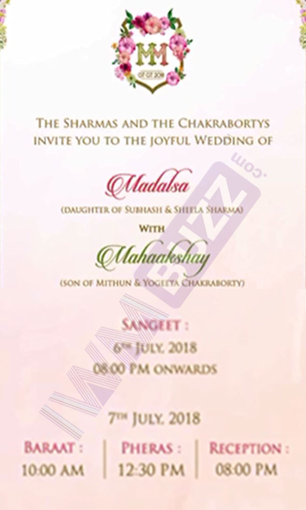 Mimoh and Madalsa to wed in Ooty; wedding invitation card leaked 1
