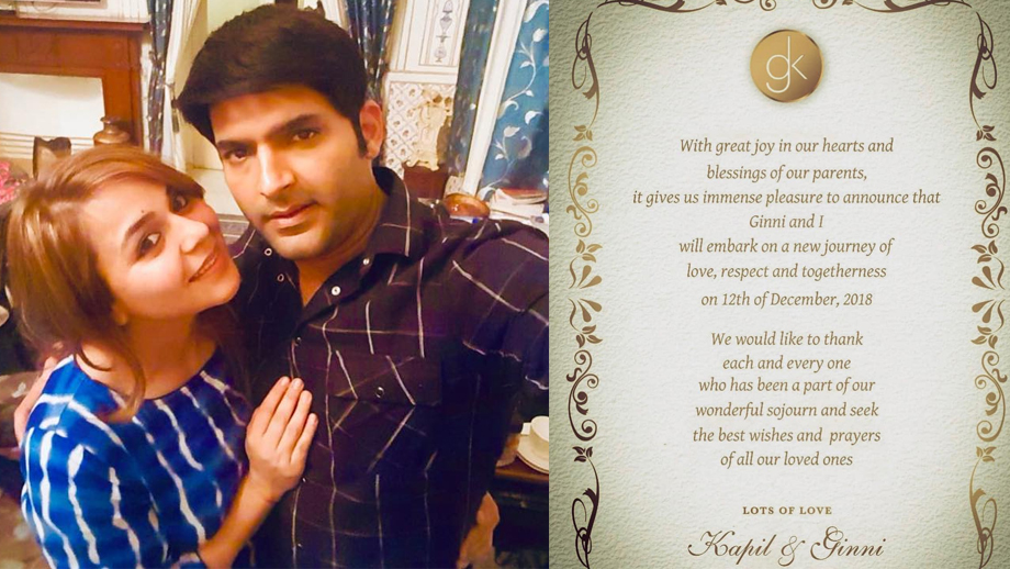 Kapil Sharma shares his wedding card on social media