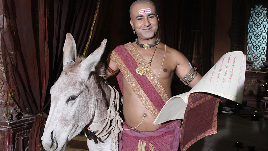 Krishna Bharadwaj shoots with a donkey for Tenali Rama