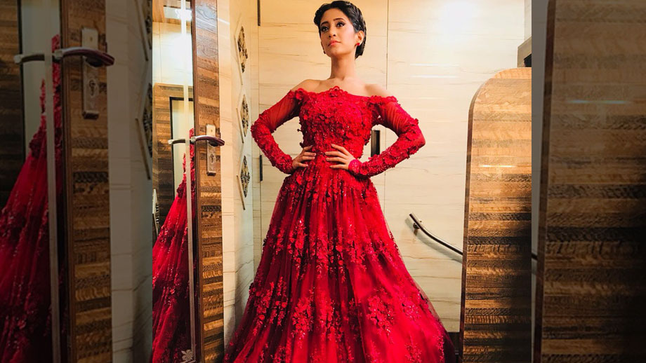 Shivangi Joshi | Red gown long, Long sleeve gown, Red gowns