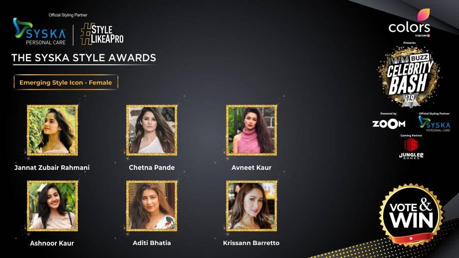 Vote Now: Who is the Emerging Style Icon (Female)? Jannat Zubair Rahmani, Avneet Kaur, Ashnoor Kaur, Krissann Barretto, Chetna Pande, Aditi Bhatia