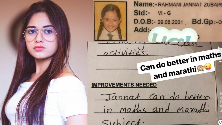 Blast from the past: Tiktok star Jannat Zubair shares her report card