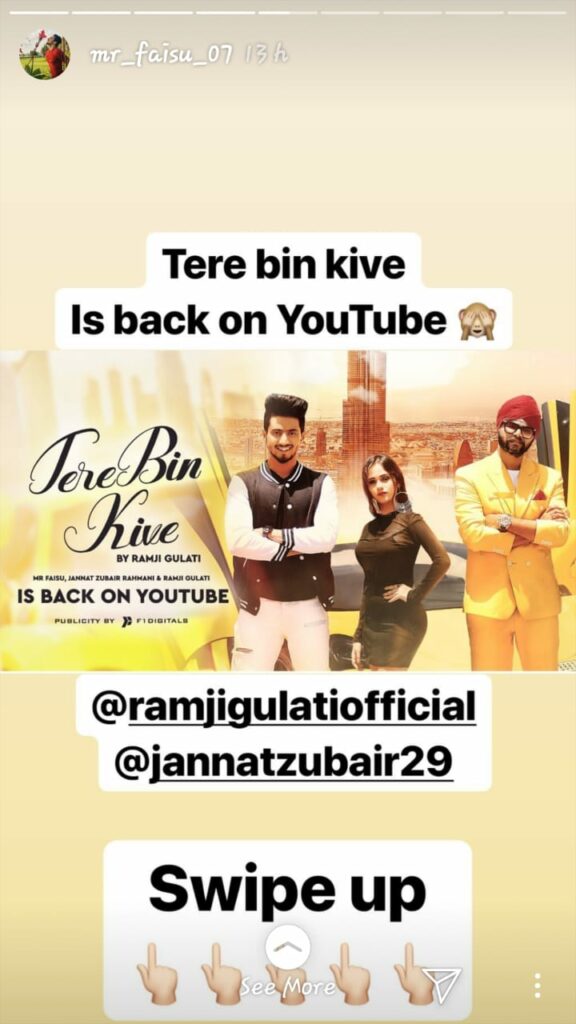 TikTok stars Faisu and Jannat Zubair's music video Tere Bin Kive is back on YouTube