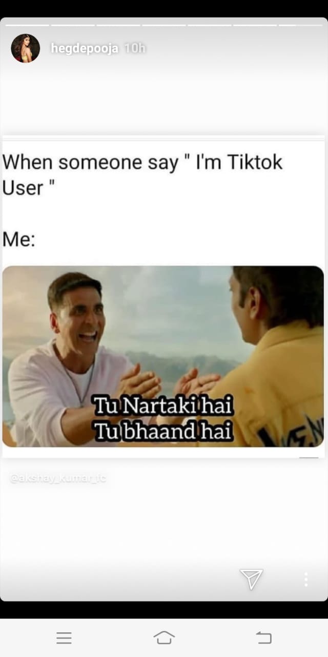 Pooja Hegde shares a funny meme calling TikTok users 'Bhand' | IWMBuzz
