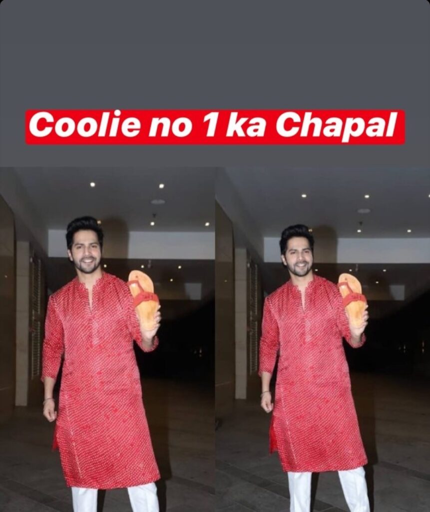 Varun Dhawan shows off his Coolie No. 1 chappal