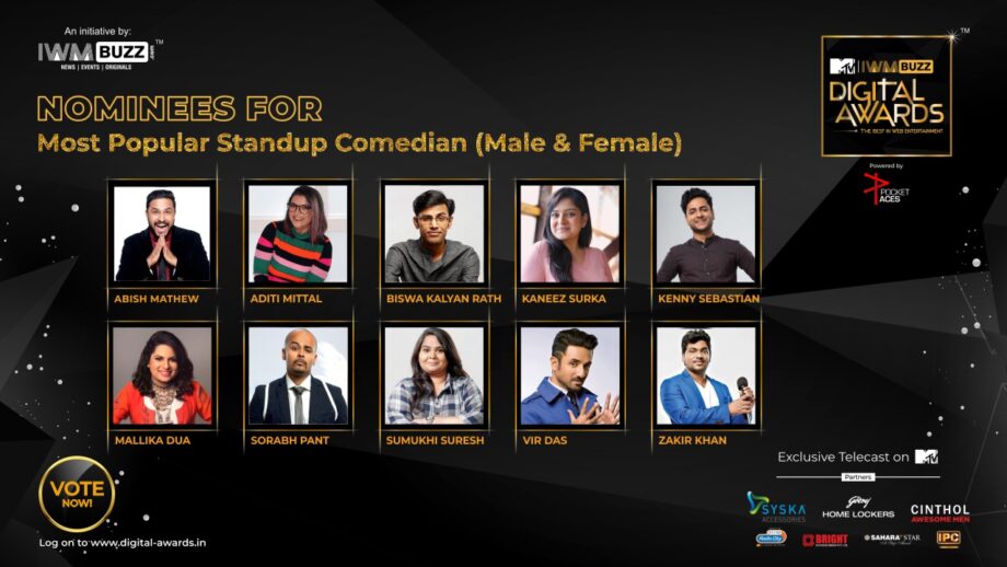 Vote Now: Most Popular Stand-Up Comedian (Male & Female) ? Abish Mathew, Aditi Mittal, Sorabh Pant, Zakir Khan, Kenny Sebastian, Mallika Dua 1