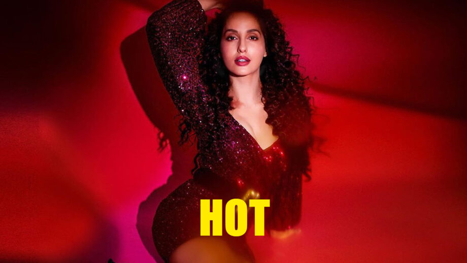 Nora Fatehi sizzles in red