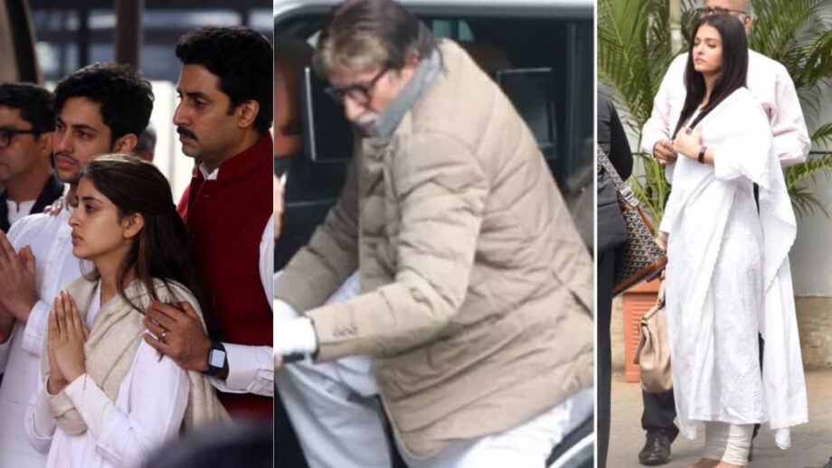 Karan Johar, Aishwarya Rai Bachchan, Rishi Kapoor, Abhishek Bachchan and Amitabh Bachchan arrive for Ritu Nanda's funeral