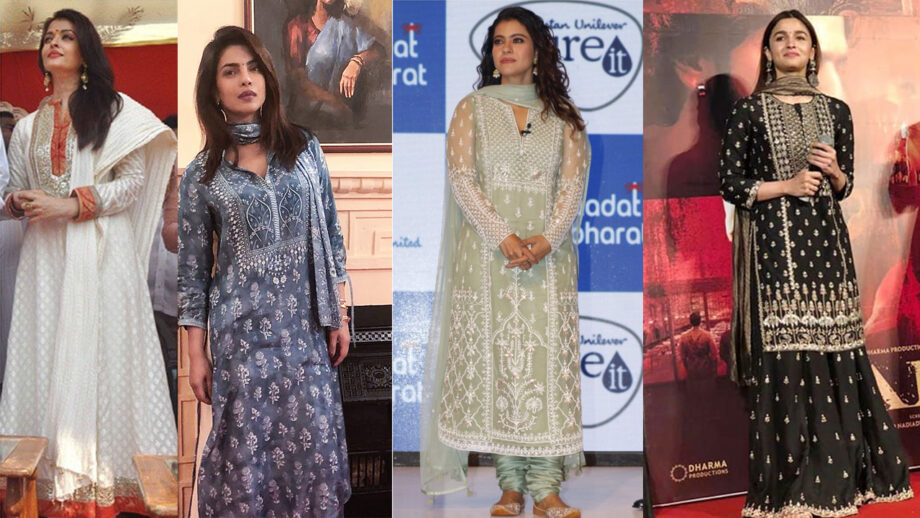 Aishwarya Rai Bachchan Vs Priyanka Chopra Vs Kajol Vs Alia Bhatt: Who carried Anita Dongre's outfits better?