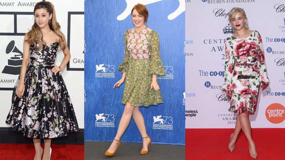 Ariana Grande Vs Emma Stone Vs Emilia Clarke: Who Carries Floral Outfit Better?