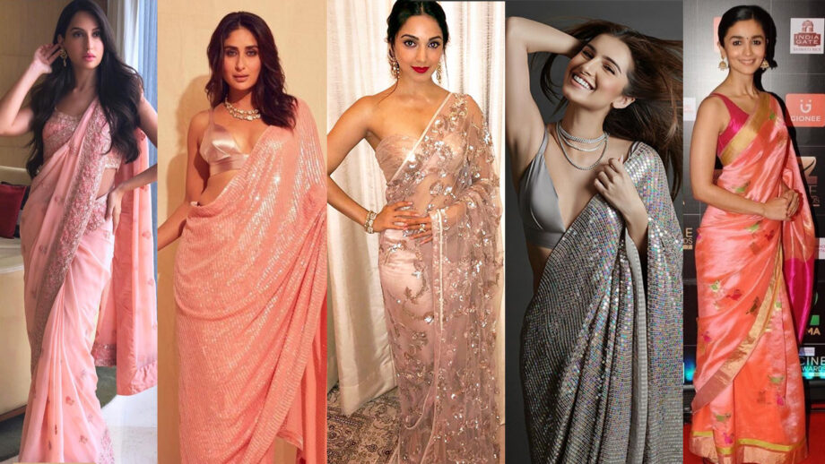 Every hallway is a runway indeed! : Explore Nora Fatehi, Kareena Kapoor Khan, Kiara Advani, Tara Sutaria, Alia Bhatt's gorgeous looks in saree