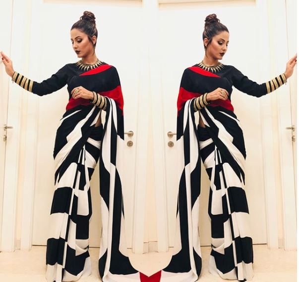 Hina Khan Vs Deepika Padukone: Who Carries Striped Saree Better? - 3
