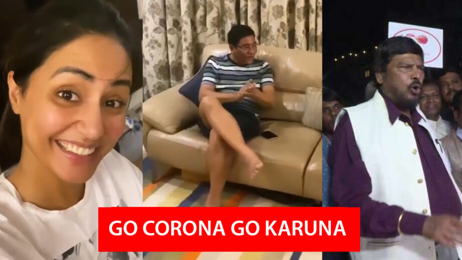 Hina Khan's father takes a leaf out of Ramdas Athawale's chant and sings Corona Go