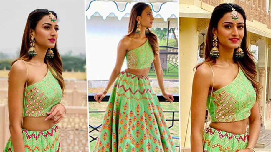 Take an Inspiration from Erica Fernandes’ lehenga choli looks with maang tika to enhance your look on the Wedding Day