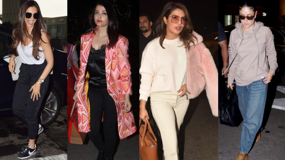 Airport Diaries: Deepika Padukone, Aishwarya Rai Bachchan, Priyanka Chopra Jonas, Kareena Kapoor Khan's Casual Style Is Effortlessly Chic!