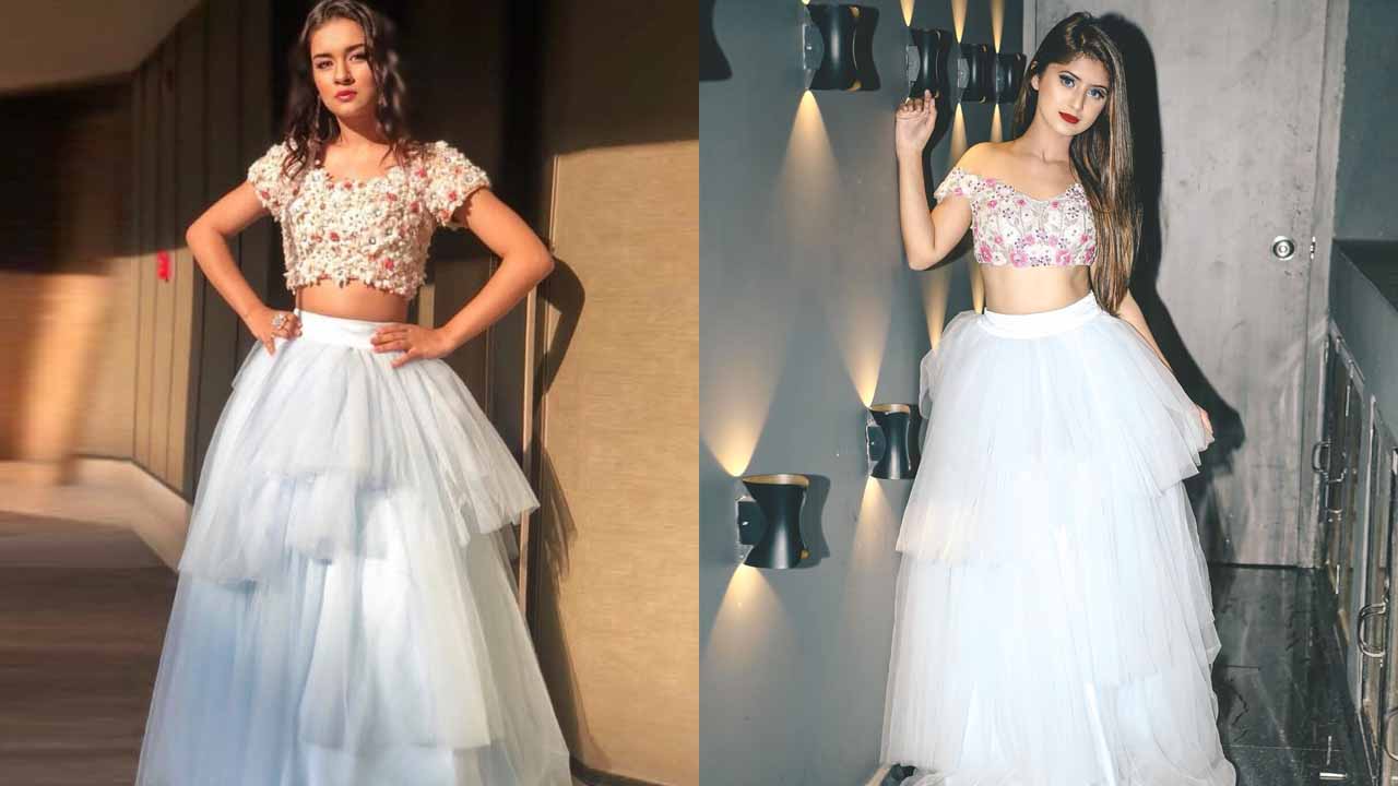 Avneet Kaur or Arishfa Khan: Who Pulled Off The White Ruffle Skirt With Crop  Top Better? | IWMBuzz