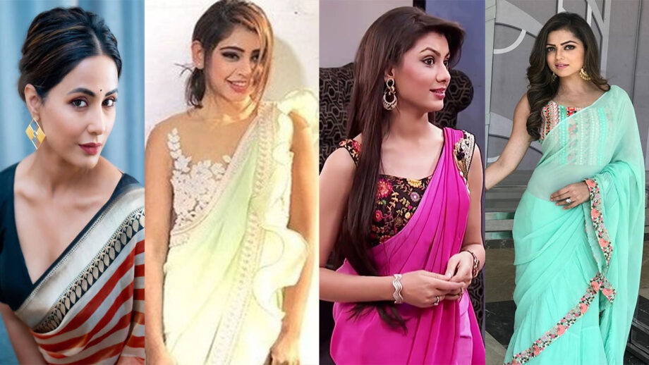 Hina Khan, Niti Taylor, Sriti Jha, Drashti Dhami: These Celebs Inspire Us To Wear Sarees With Simple Earrings  4