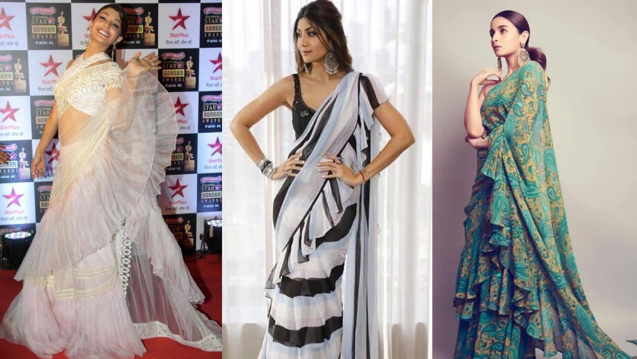 Jacqueline Fernandez, Shilpa Shetty and Alia Bhatt's ruffle saree look is jaw-dropping gorgeous!