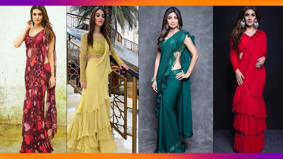 Kriti Sanon, Vaani Kapoor, Shilpa Shetty, Raveena Tondon: Bollywood Celebs Inspired Ruffle Saree Looks