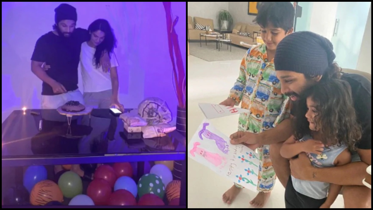 Quarantine Celebration: How Allu Arjun cut the birthday cake with wife Sneha and kids 1