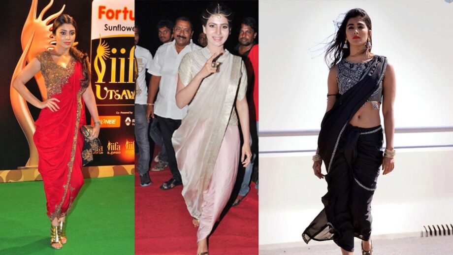 Shriya Saran, Samantha Akkineni, Pooja Hegde: South Indian Actress In Dhoti Saree Style 3