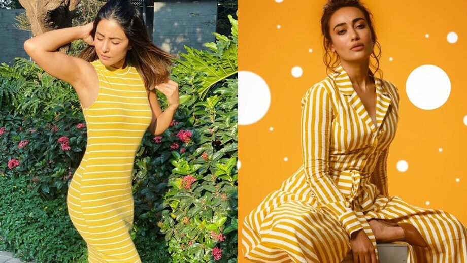 Surbhi Jyoti Vs Hina Khan in a yellow striped outfit: Who wore it better?