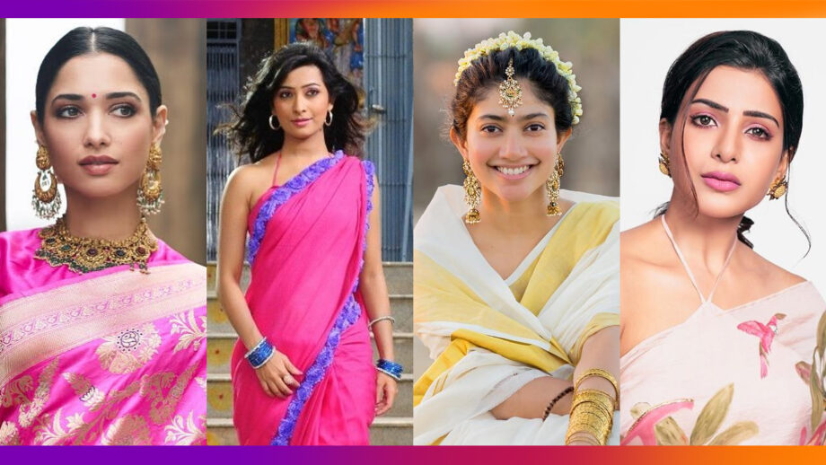 Tamannaah Bhatia, Radhika Pandit, Sai Pallavi, Samantha Akkineni: These Celebs Inspire Us To Wear Sarees With Just Earrings 4