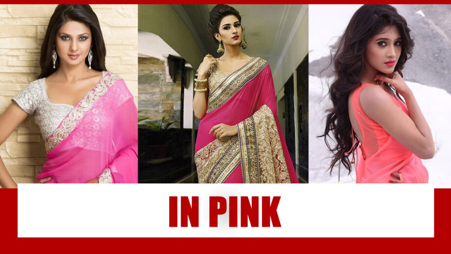 Jennifer Winget, Shivangi Joshi, Erica Fernandes Elegantly Flaunt In Pink Saree Look!!