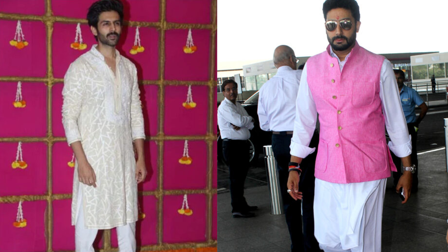 Kartik Aaryan And Abhishek Bachchan Slayed White Pants Outfit Perfectly, See Pics 3