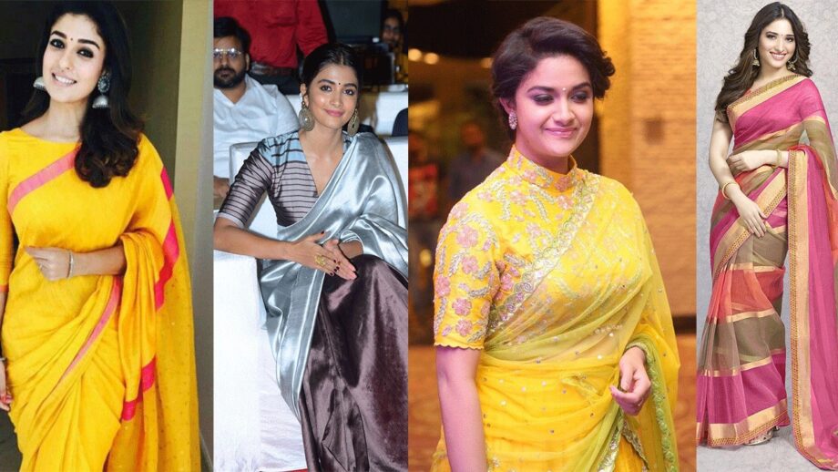 Nayanthara, Pooja Hegde, Keerthy Suresh, Tamannaah Bhatia: These Celebs Inspire Us To Wear Sarees With Just Earrings