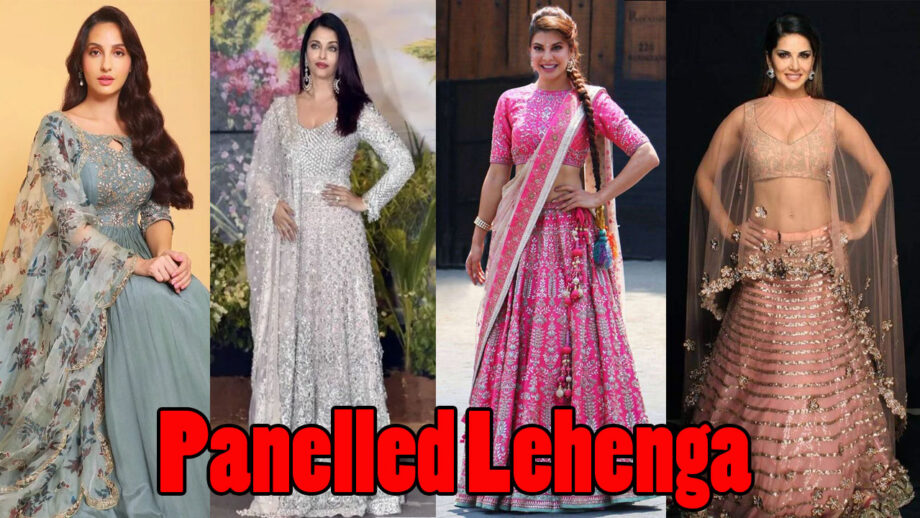 Nora Fatehi, Aishwarya Rai Bachchan, Jacqueline Fernandez, Sunny Leone: Who Carries Panelled Lehenga Better? 8