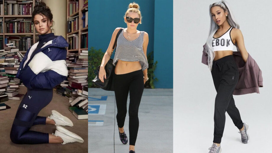 Selena Gomez, Miley Cyrus And Ariana Grande's Sporty Fashion Looks Are Too Hot To Handle