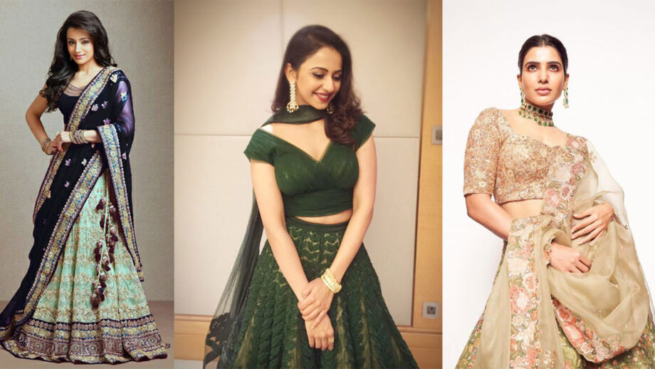 Trisha Krishnan, Rakul Preet Singh, Samantha Akkineni: 4 Stylish Lehenga Dupatta Draping Styles For You To Pick From