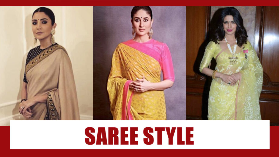 Anushka Sharma, Kareena Kapoor and Priyanka Chopra Know How To Wear Sarees With Long Blouses 12