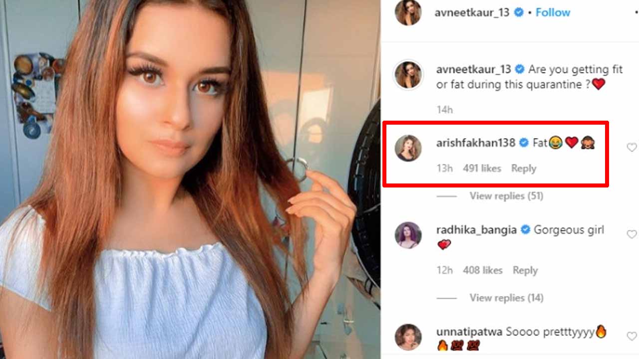 Avneet Kaur asks 'fit or fat' in a post, Arishfa Khan's reply is hilarious
