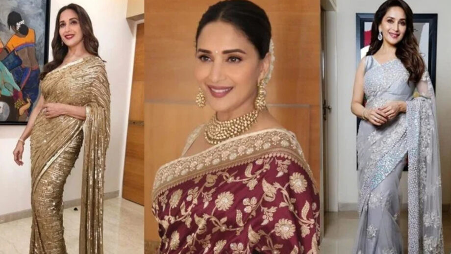 How to make the perfect combination of jewellery with Saree? Take tips from Madhuri Dixit 1