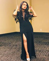 Neha Kakkar Stunning In Black Slit Dress - 1