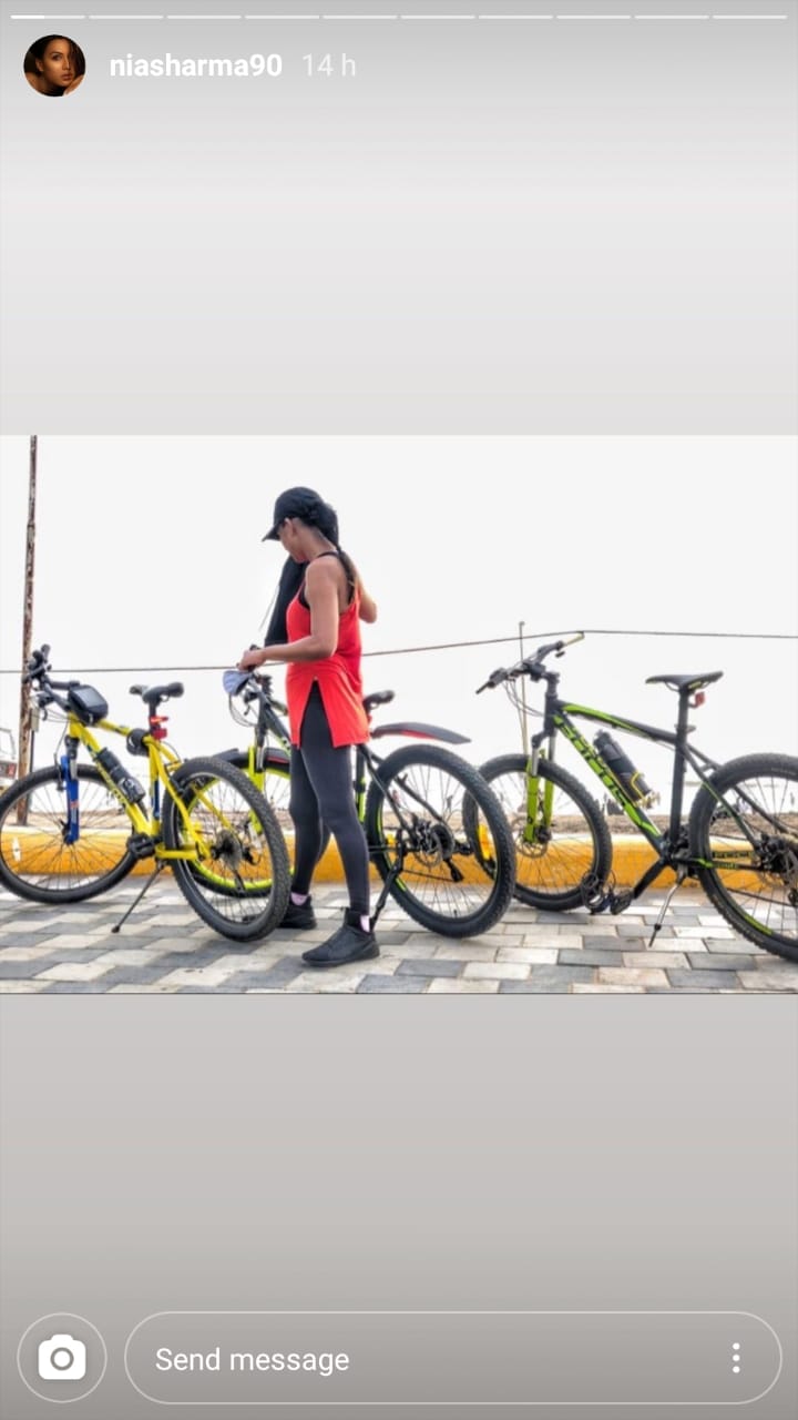 Nia Sharma goes cycling with Aditya Narayan