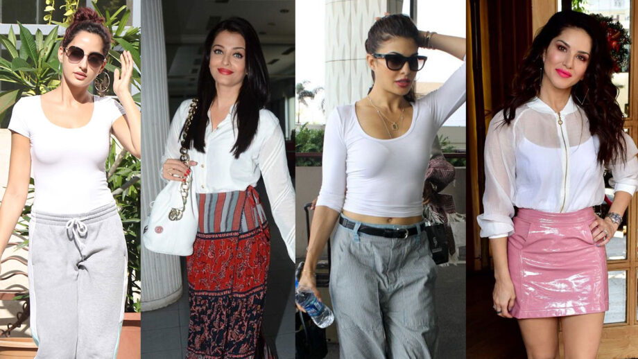 Nora Fatehi, Aishwarya Rai Bachchan, Jacqueline Fernandez, Sunny Leone In White T-shirt: Who Wore It Better?