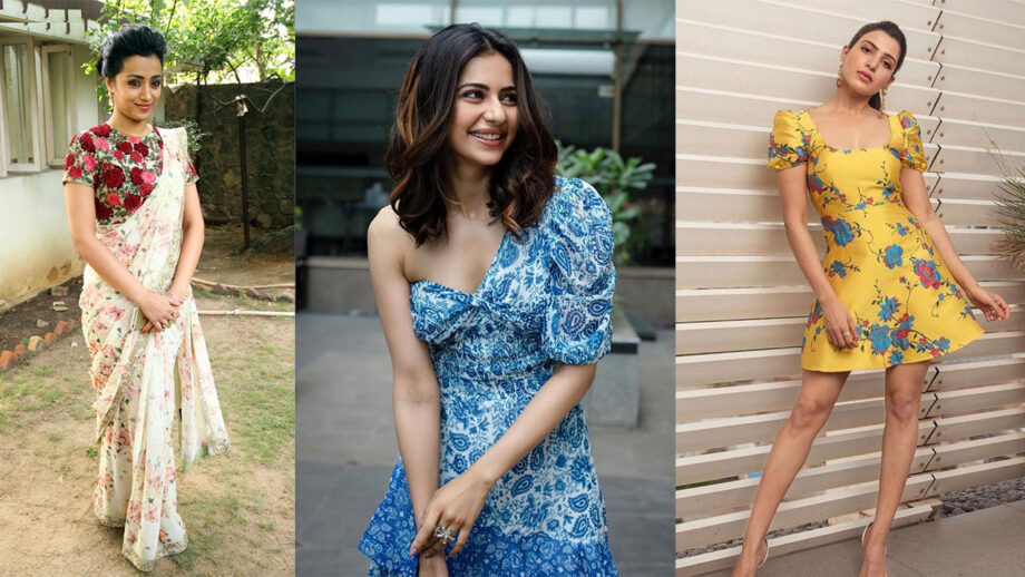 Take cues from Trisha Krishnan, Rakul Preet Singh, and Samantha Akkineni to style your printed outfits 6