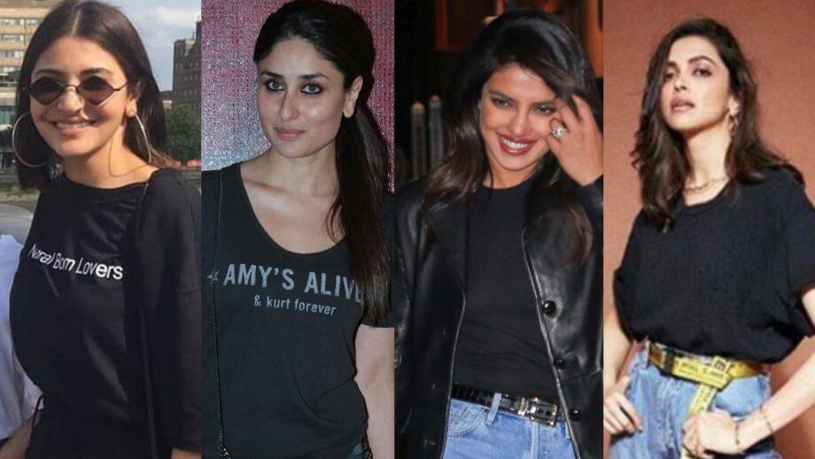 Anushka Sharma, Kareena Kapoor, Priyanka Chopra & Deepika Padukone, who wore the black tee best? 4