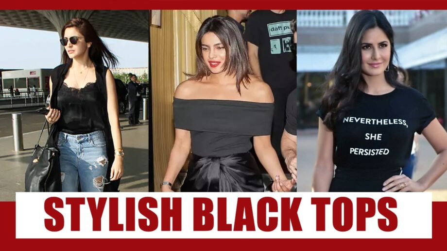 Black Love: Anushka Sharma, Priyanka Chopra and Katrina Kaif Mesmerizing Us In These Stylish Black Tops 3