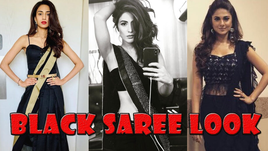 Black Love: Hina Khan, Erica Fernandes and Jennifer Winget Mesmerizing Us In These Stylish Black Sarees 3