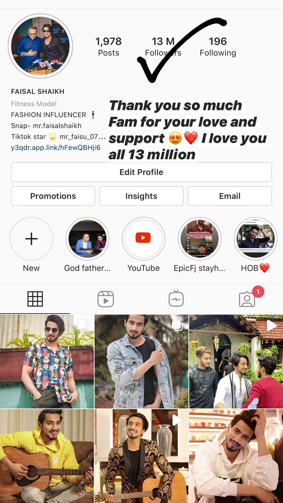 Faisu is now 13 million strong on Instagram