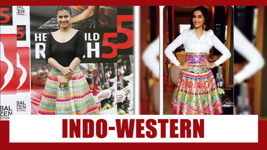 Kajol VS Sonam Kapoor In Manish Arora: Who Looks Stunning In Multicolored Indo-Western Skirt Look? 2
