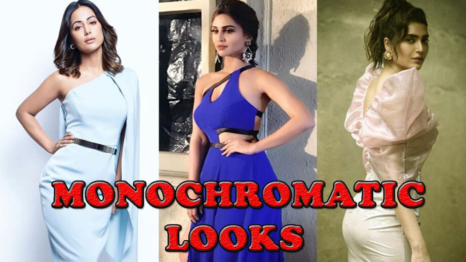 Monochromatic Looks Of Hina Khan, Karishma Tanna And Krystle D'Souza