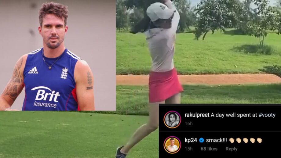Rakul Preet Singh tries her hand at playing golf, England cricketer Kevin Pietersen comments 'smack'