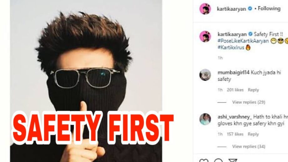 'Safety First' : Kartik Aaryan shares a hilarious photo showing his fans the 'new cool', check out