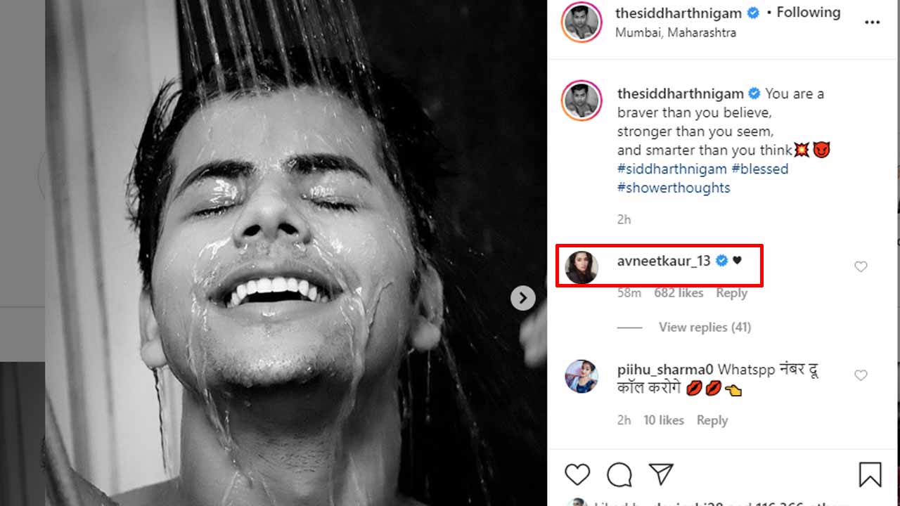 #SidNeet Forever: Siddharth Nigam posts a latest hot picture, Avneet Kaur comments ‘heart’ emoji