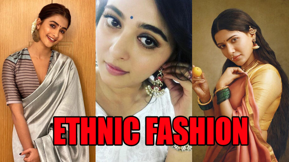 Stylish Looks Of Pooja Hegde, Samantha Akkineni And Anushka Shetty that will help you ace ethnic fashion